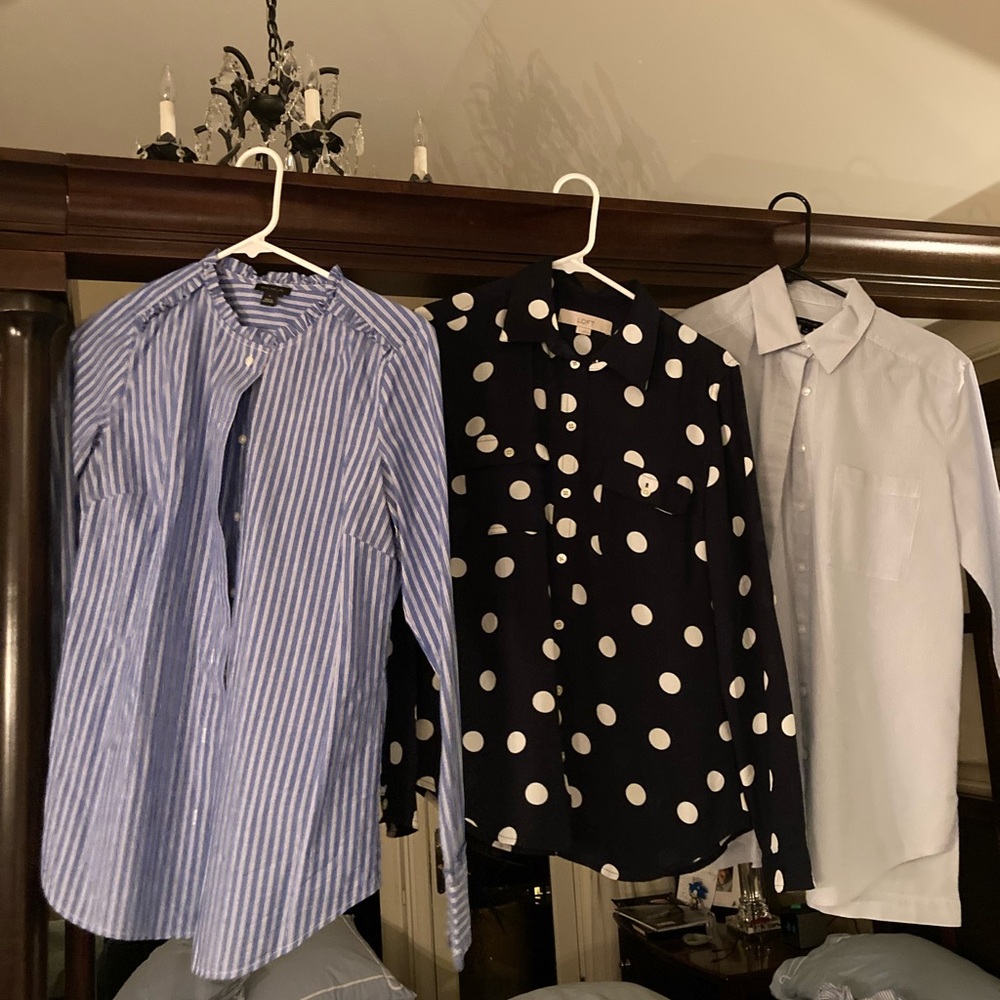 3 total Ann Taylor and LOFT blouses Small blue and white